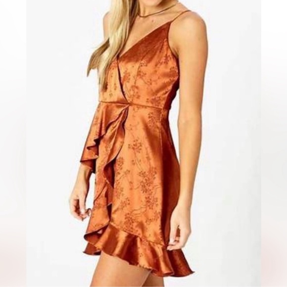 Altar'd State Autumn High Low Dress- Copper M - Picture 5 of 7